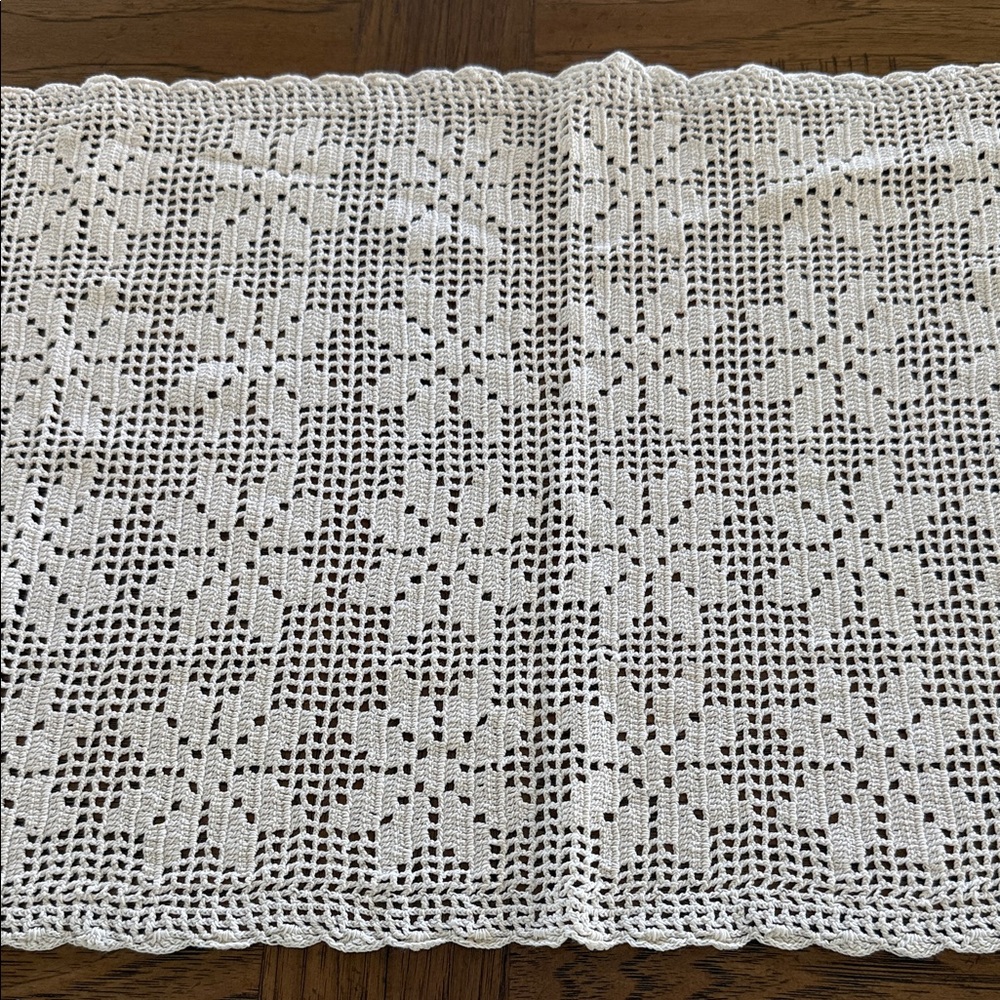 Vintage Crochet Lace Table Runner Set